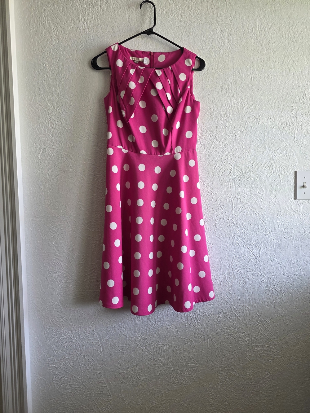 Signature Hot Pink Polka Dot Sleeveless Midi Dress